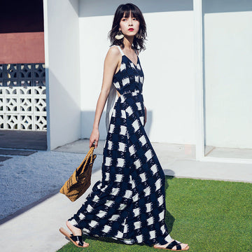 Female Summer Skinny Beach Dress 2025 New Seaside Holiday Lattice Super Fairy-Daughted Dress